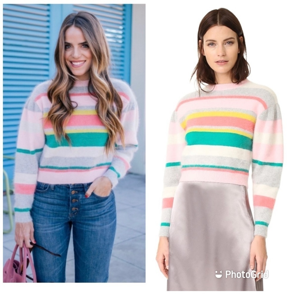 Rebecca Taylor‎ Striped Angora Blend Girly Sweater Sz M